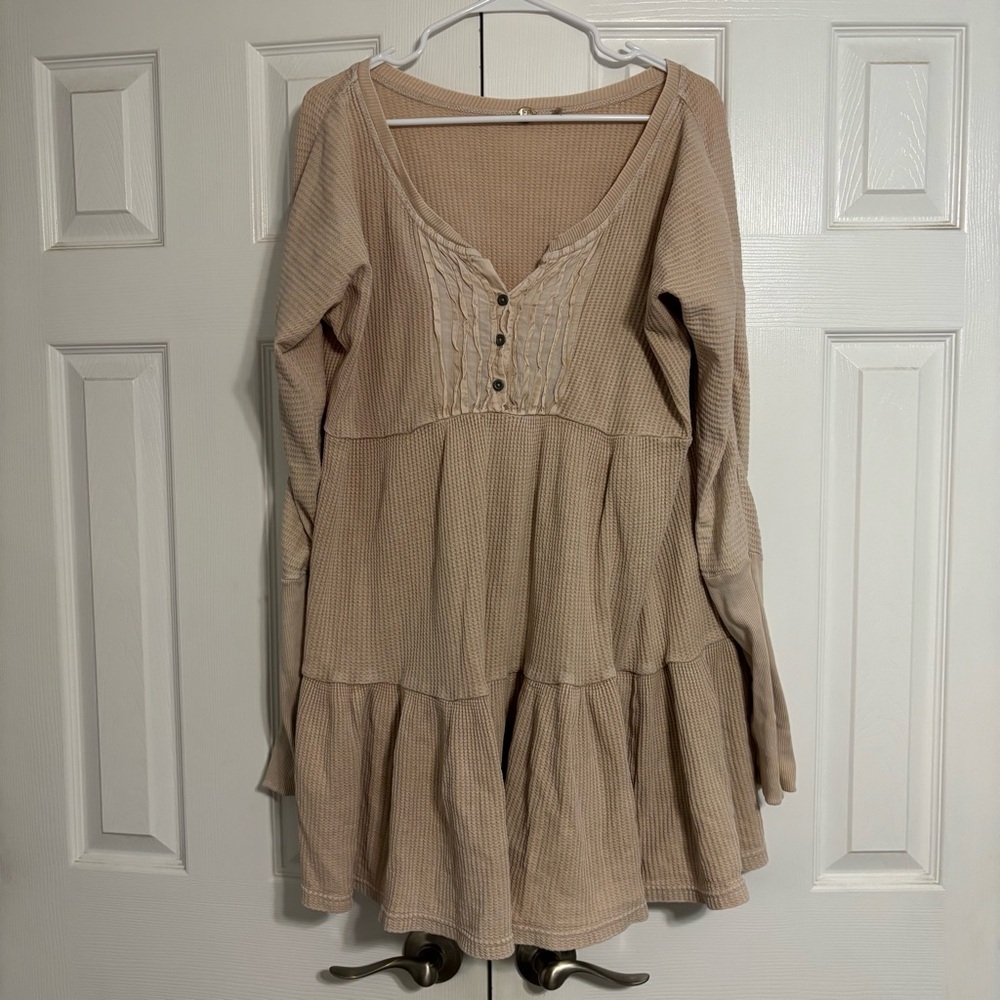 Free People Jolene Thermal Henley Tiered Dress - Picture 2 of 7